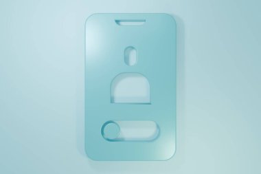 Cep telefonu simgesinden gelen mavi arama mavi arka planda izole edildi. Arkadaşlar arar. Minimalizm kavramı. 3 Boyutlu resimleme.