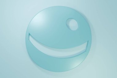 Mavi arka planda mavi plaj topu simgesi izole edildi. Çocuk oyuncağı. Minimalizm kavramı. 3 Boyutlu resimleme.