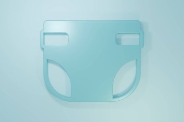 Blue Baby absorbent diaper icon isolated on blue background. Minimalism concept. 3D render illustration.