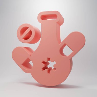 Pembe ilaç hapı ya da pembe arka planda izole edilmiş tablet ikonu. Kapsül hapı ve uyuşturucu işareti. Eczane tasarımı. Minimalizm kavramı. 3 Boyutlu resimleme.