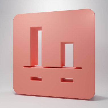 Pink Graph, chart, diagram, infographic icon isolated on pink background. Minimalism concept. 3D render illustration.