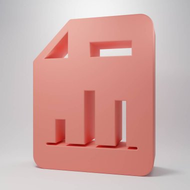 Pembe arkaplanda izole edilmiş grafik çizelgesi simgesine sahip pembe belge. Metin dosya simgesini rapor et. Muhasebe tabelası. Denetim, analiz, planlama. Minimalizm kavramı. 3 Boyutlu resimleme.