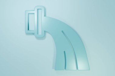 Blue Aquarius zodiac sign icon isolated on blue background. Astrological horoscope collection. Minimalism concept. 3D render illustration.