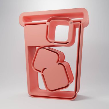 Pembe buzlu çay ikonu pembe arka planda izole edilmiş. Buzlu çay. Minimalizm kavramı. 3 Boyutlu resimleme.
