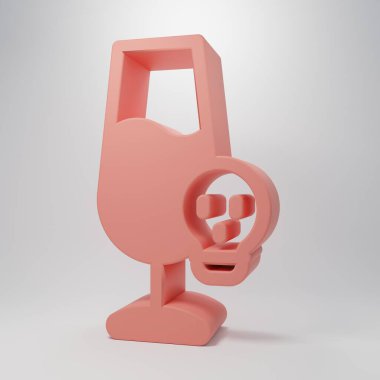 Pink Poisoned alcohol icon isolated on pink background. Minimalism concept. 3D render illustration.