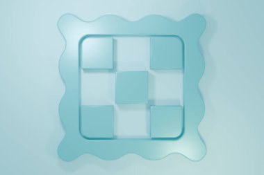 Blue Checkered napkin icon isolated on blue background. Minimalism concept. 3D render illustration.