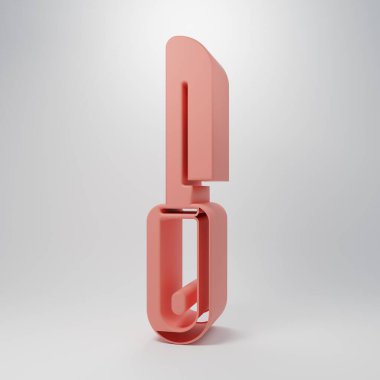 Pembe Bıçak simgesi pembe arka planda izole edilmiş. Çatal bıçak sembolü. Minimalizm kavramı. 3 Boyutlu resimleme.