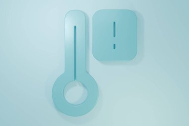 Mavi Sauna termometre simgesi mavi arkaplanda izole edildi. Sauna ve banyo malzemeleri. Minimalizm kavramı. 3 Boyutlu resimleme.