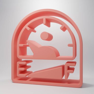 Pink Motor gas gauge icon isolated on pink background. Empty fuel meter. Full tank indication. Minimalism concept. 3D render illustration.