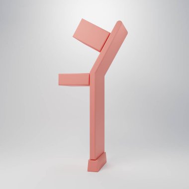 Pink Crutch or crutches icon isolated on pink background. Equipment for rehabilitation of people with diseases of musculoskeletal system. Minimalism concept. 3D render illustration.