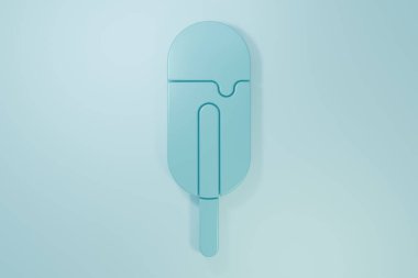 Mavi arkaplanda izole edilmiş mavi dondurma ikonu. Güzel sembol. Minimalizm kavramı. 3 Boyutlu resimleme.