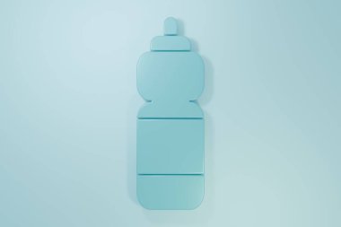 Blue Fitness shaker icon isolated on blue background. Sports shaker bottle with lid for water and protein cocktails. Minimalism concept. 3D render illustration.