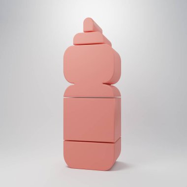 Pembe Fitness Titreşim ikonu pembe arka planda izole edilmiş. Su ve protein kokteylleri için kapaklı spor karıştırıcı şişesi. Minimalizm kavramı. 3 Boyutlu resimleme.