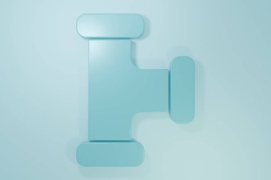 Mavi Sanayi metalik boru ikonu mavi arka planda izole edildi. Tesisat boru hattının farklı şekillerde parçaları. Minimalizm kavramı. 3 Boyutlu resimleme.