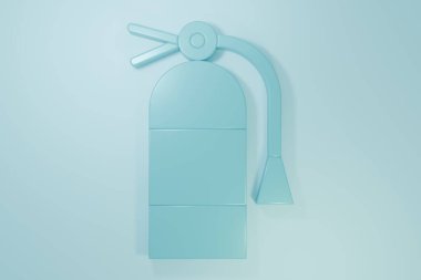 Mavi Yangın söndürme ikonu mavi arka planda izole edildi. Minimalizm kavramı. 3 Boyutlu resimleme.