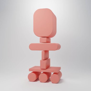 Pink Office chair icon isolated on pink background. Minimalism concept. 3D render illustration.