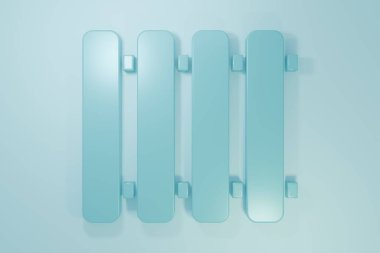 Mavi kalorifer ikonu mavi arkaplanda izole edildi. Minimalizm kavramı. 3 Boyutlu resimleme.