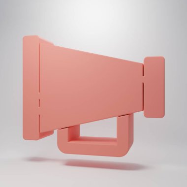 Pembe megafon simgesi pembe arkaplanda izole edilmiş. Sözcü işareti. Minimalizm kavramı. 3 Boyutlu resimleme.