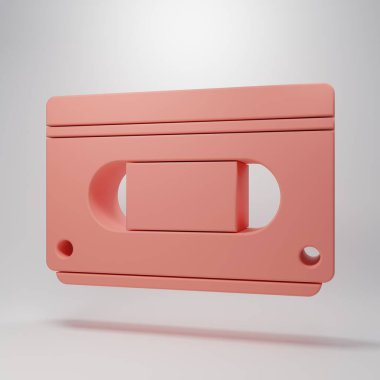 Pembe VHS video kaset ikonu pembe arkaplanda izole edilmiş. Minimalizm kavramı. 3 Boyutlu resimleme.