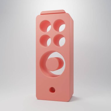 Pembe Uzaktan Kumanda simgesi pembe arkaplanda izole edildi. Minimalizm kavramı. 3 Boyutlu resimleme.