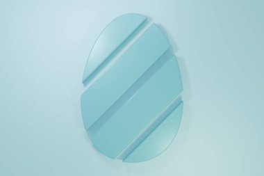 Mavi Paskalya yumurtası ikonu mavi arka planda izole edilmiş. Mutlu Paskalyalar. Minimalizm kavramı. 3 Boyutlu resimleme.