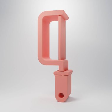 Pembe testere simgesi pembe arka planda izole edilmiş. Tahta ve metal testeresi. Minimalizm kavramı. 3 Boyutlu resimleme.