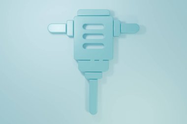 Mavi elektrikli çekiç matkabı ikonu mavi arka planda izole edildi. İnşaat, onarım ve onarım için kullanılan bir alet. Minimalizm kavramı. 3 Boyutlu resimleme.