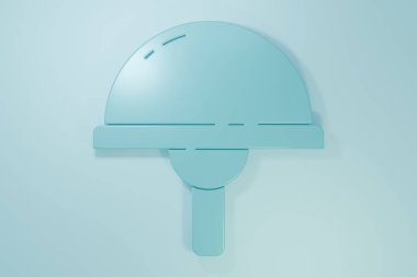 Blue Light emitting diode icon isolated on blue background. Semiconductor diode electrical component. Minimalism concept. 3D render illustration.