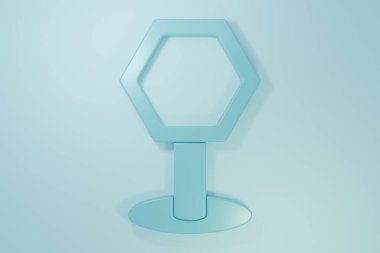 Mavi Yol trafik tabelası. Mavi arkaplanda işaretleme simgesi izole edildi. İşaretçi sembolü. İzole sokak bilgi levhası. Yön tabelası. Minimalizm kavramı. 3 Boyutlu resimleme.