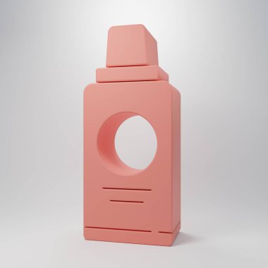 Pink Bottle of shampoo icon isolated on pink background. Minimalism concept. 3D render illustration.