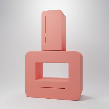 Pembe tırnak cilası ikonu pembe arka planda izole edilmiş. Minimalizm kavramı. 3 Boyutlu resimleme.