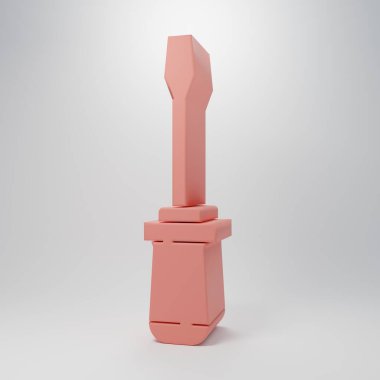 Pembe tornavida simgesi pembe arkaplanda izole edilmiş. Servis aracı sembolü. Minimalizm kavramı. 3 Boyutlu resimleme.