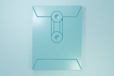 Mavi zarf simgesi mavi arkaplanda izole edildi. E- posta mektup sembolü. Minimalizm kavramı. 3 Boyutlu resimleme.