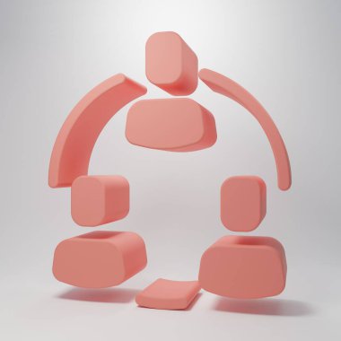 Pembe Proje ekip taban simgesi pembe arka planda izole edildi. İş analizi ve planlama, danışmanlık, takım çalışması, proje yönetimi. Minimalizm kavramı. 3 Boyutlu resimleme.