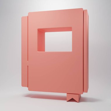 Pembe Kitap simgesi pembe arka planda izole edilmiş. Minimalizm kavramı. 3 Boyutlu resimleme.