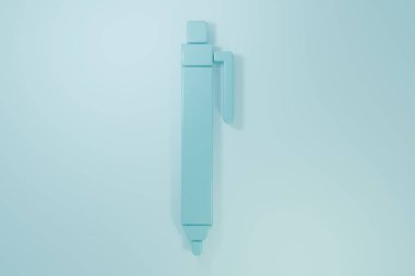 Mavi Kalem simgesi mavi arkaplanda izole edildi. Minimalizm kavramı. 3 Boyutlu resimleme.