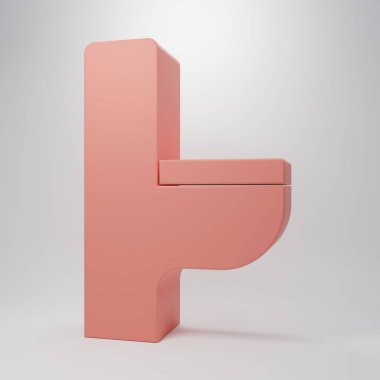 Pembe klozet ikonu pembe arka planda izole edilmiş. Minimalizm kavramı. 3 Boyutlu resimleme.