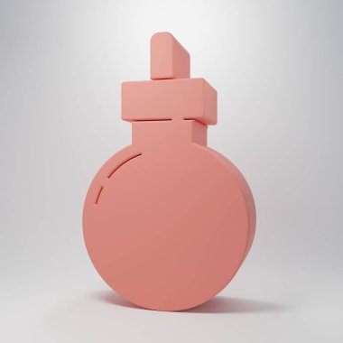 Pink Bomb ready to explode icon isolated on pink background. Happy Halloween party. Minimalism concept. 3D render illustration.