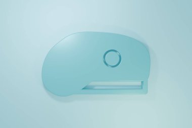 Blue Military beret icon isolated on blue background. Soldiers cap. Army hat. War baret. Minimalism concept. 3D render illustration.