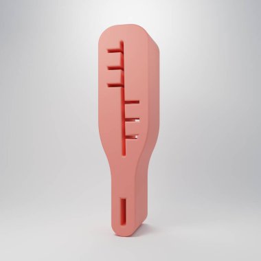 Tıbbi inceleme ikonu için pembe termometre. Pembe arka planda izole edilmiş. Minimalizm kavramı. 3 Boyutlu resimleme.