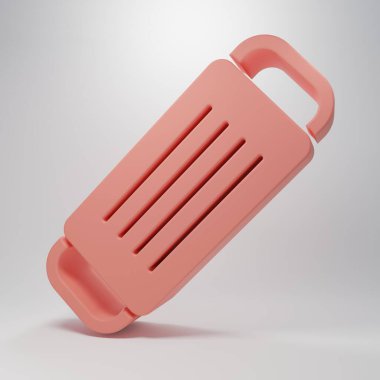 Pink Medical protective mask icon isolated on pink background. Minimalism concept. 3D render illustration.