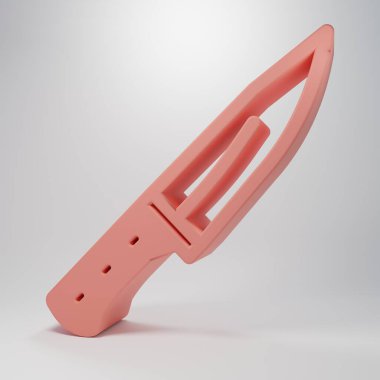 Pink Meat chopper icon isolated on pink background. Butcher knife. Kitchen knife for meat. Butcher knife. Minimalism concept. 3D render illustration.