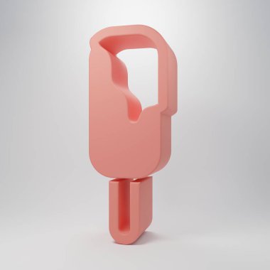 Pembe dondurma ikonu pembe arka planda izole edilmiş. Güzel sembol. Minimalizm kavramı. 3 Boyutlu resimleme.