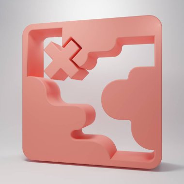 Pink Africa safari map icon isolated on pink background. Minimalism concept. 3D render illustration.