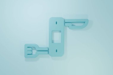Mavi İsviçre çakısı ikonu mavi arka planda izole edilmiş. Çoklu alet, çok amaçlı çakı. Çok fonksiyonlu bir alet. Minimalizm kavramı. 3 Boyutlu resimleme.