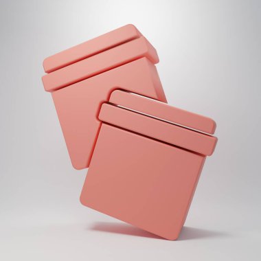 Pink Plastic bag with ziplock icon isolated on pink background. Minimalism concept. 3D render illustration.