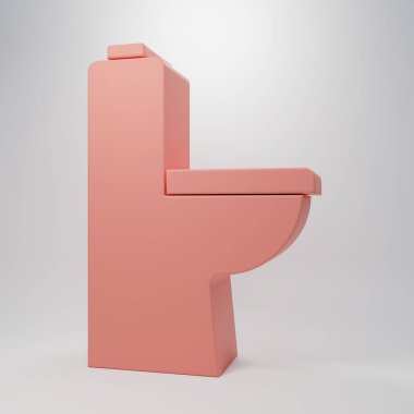 Pembe klozet ikonu pembe arka planda izole edilmiş. Minimalizm kavramı. 3 Boyutlu resimleme.