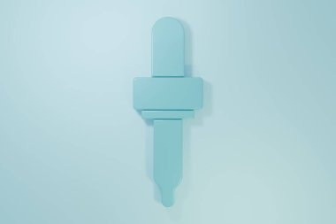 Mavi Pipette simgesi mavi arkaplanda izole edildi. Tıbbi, kozmetik, kimya laboratuvarı ekipmanları. Minimalizm kavramı. 3 Boyutlu resimleme.