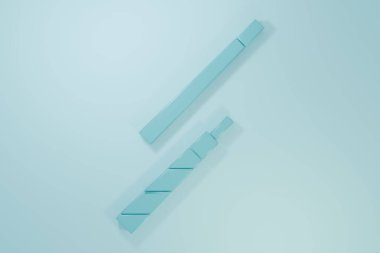 Mavi bilardo işaret simgesi mavi arkaplanda izole edildi. Minimalizm kavramı. 3 Boyutlu resimleme.