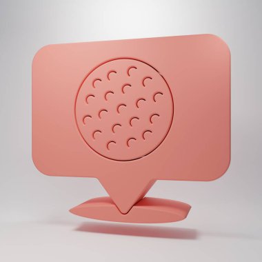 Pink Golf label icon isolated on pink background. Minimalism concept. 3D render illustration.